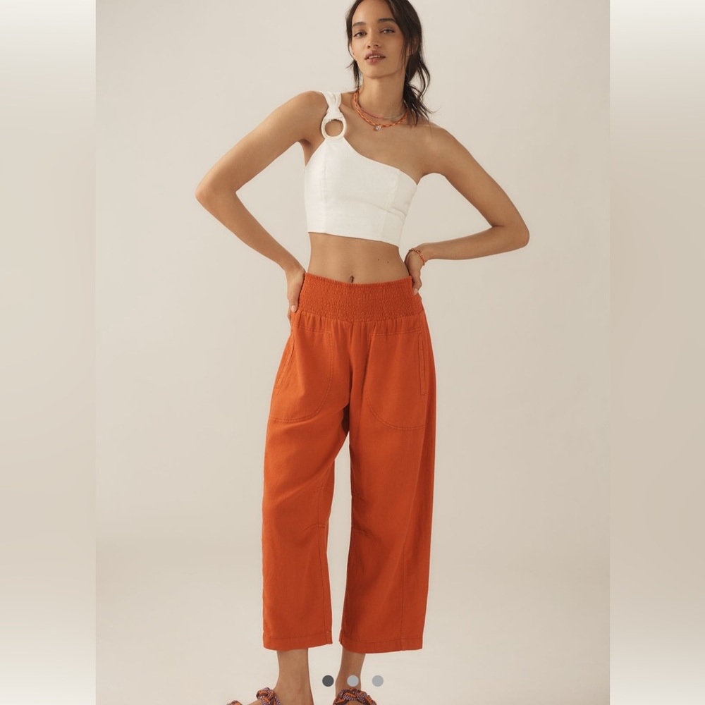 Anthropologie Reese linen blend Barrel Pull Pants